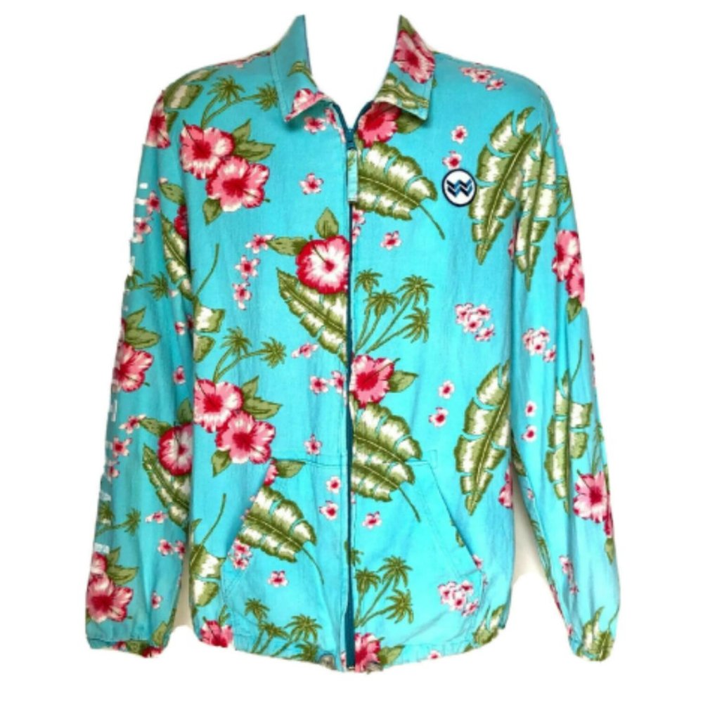 Without Walls UO Tropical Floral Windbreaker Jacket Surf Hawaiian Mens S